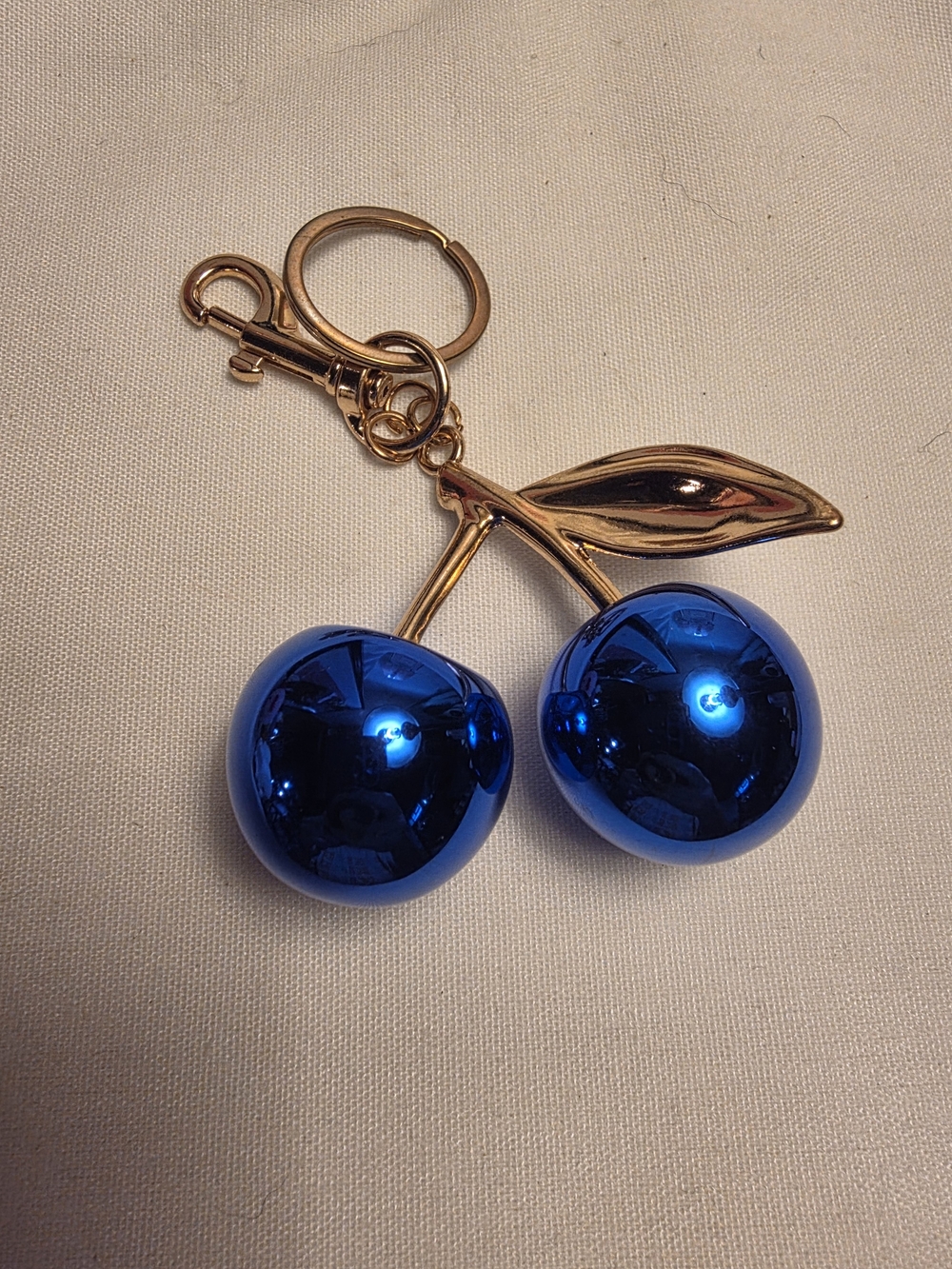 Cherry Keychain with Blue Metallic Charms